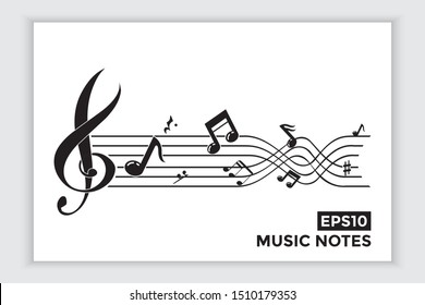 Music note icons, music scale, music element vector