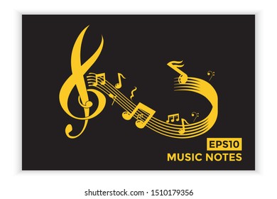 Music note icons, music scale, music element vector
