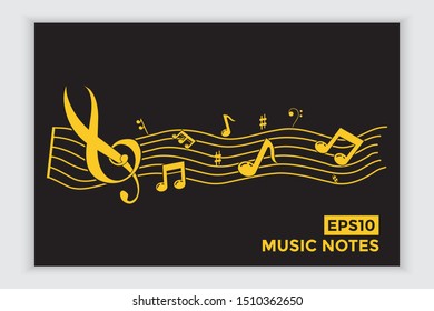 Music note icons, music scale, music element vector
