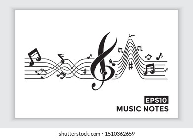 Music note icons, music scale, music element vector