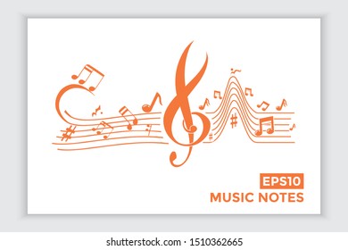 Music note icons, music scale, music element vector