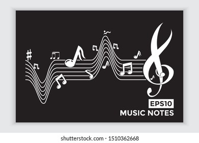 Music note icons, music scale, music element vector