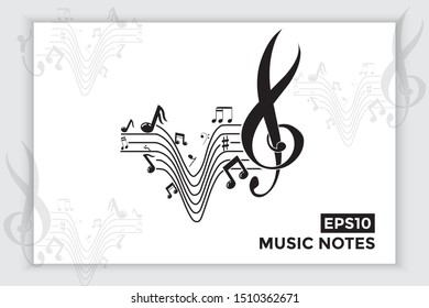 Music note icons, music scale, music element vector