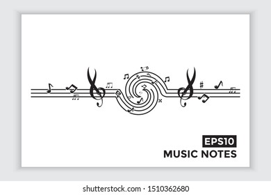 Music note icons, music scale, music element vector