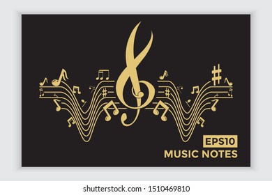 Music note icons, music scale, music element vector