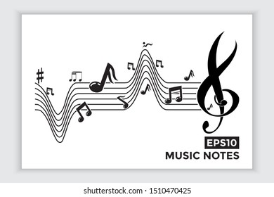 Music note icons, music scale, music element vector