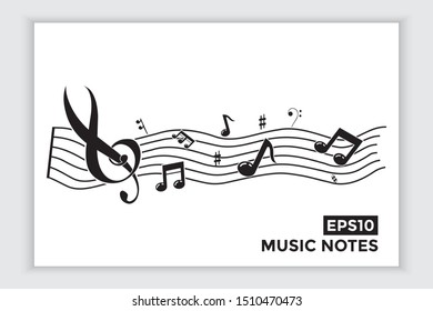 Music note icons, music scale, music element vector