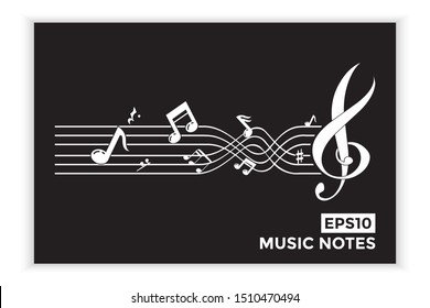 Music note icons, music scale, music element vector