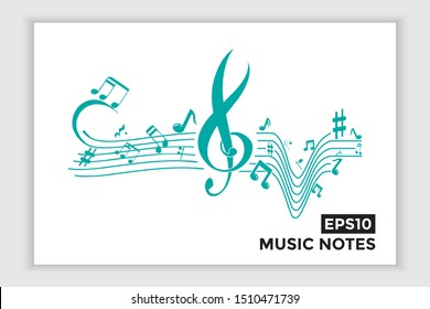 Music note icons, music scale, music element vector