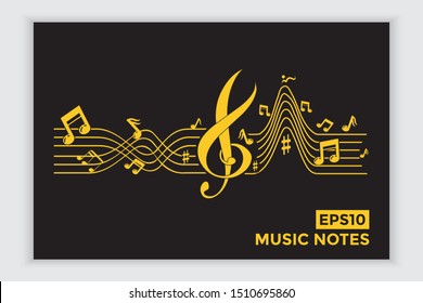 Music note icons, music scale, music element vector