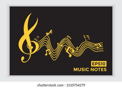 Music note icons, music scale, music element vector