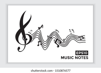 Music note icons, music scale, music element vector
