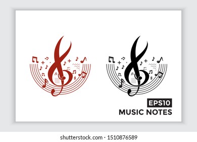 Music note icons, music scale, music element vector