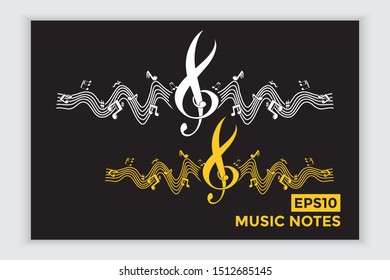 Music note icons, music scales, musical elements and scales in vector form