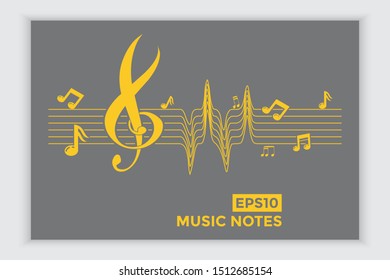 Music note icons, music scales, musical elements and scales in vector form