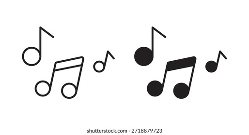 Ícones de notas musicais definidos isolados em fundo branco ilustração vetorial plana.