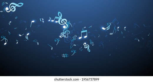 Music note icons vector backdrop. Melody notation signs burst. Jazz music pattern. Abstract note icons elements with treble clef. Banner backdrop.