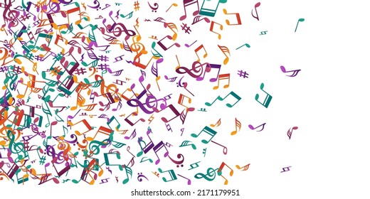 Music note icons vector background. Symphony notation elements scatter. Classic music concept. Abstract note icons silhouettes with pause. Album cover background.