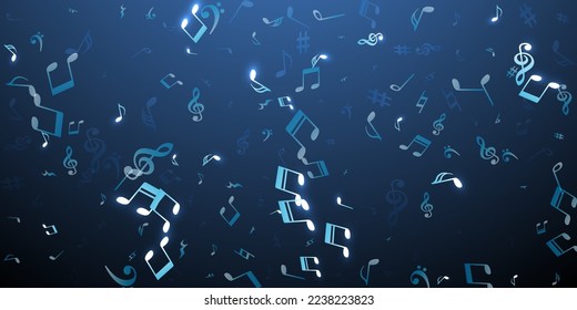 Music note icons vector background. Audio recording signs swirling. Pop music illustration. Doodle note icons silhouettes with flat. Birthday card graphic design.