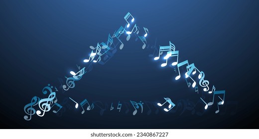 Musik-Noten-Symbole, Vektorhintergrund. Die Schallkomposition zeigt wirbelnd an. Musikfestival-Konzept. Moderne Notensymbole mit Bass-Klappe. Hintergrund der Albumabdeckung.