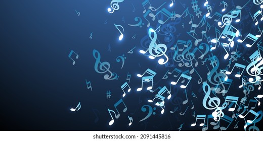 Music note icons vector illustration. Song notation signs placer. Classic music illustration. Doodle note icons signs with pause. Concert poster backdrop.