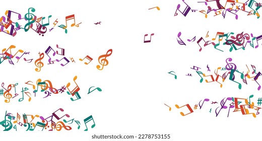 Music note icons vector illustration. Audio recording elements scatter. Nightclub music illustration. Grunge note icons silhouettes with pause. Birthday card backdrop.