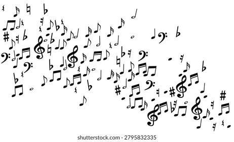 Music note icons vector pattern. Melody notation signs placer. Nightclub music illustration. Creative note icons signs with sharp. Banner background.