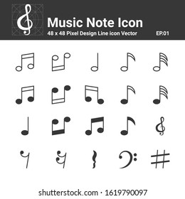Music Note Icons Vector , Symbol Perfect Design Simple Set For Using In Web site Infographics Logo Report ,  Vector illustration 