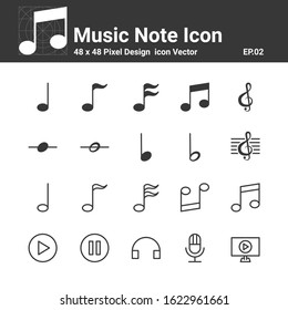 Music Note Icons Vector , Symbol Perfect Design Simple Set For Using In Web site Infographics Logo Report ,  Vector illustration 