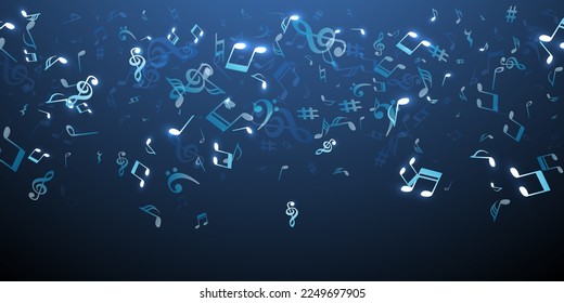 Music note icons vector wallpaper. Symphony notation signs explosion. Nightclub music illustration. Grunge note icons signs with pause. Birthday card background.