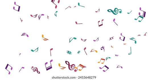 Music note icons vector wallpaper. Symphony notation signs placer. Festival music illustration. Funky note icons silhouettes with flat. Concert poster graphic design.