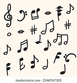 Music note With illustration style doodle and line art
