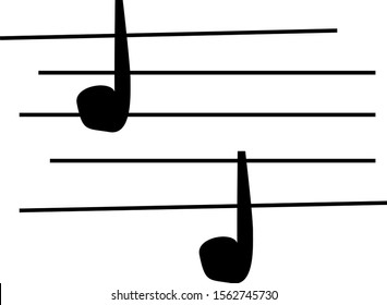 Nota musical, ilustración, vector sobre fondo blanco.