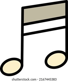 Music note, illustration, vector on a white background.