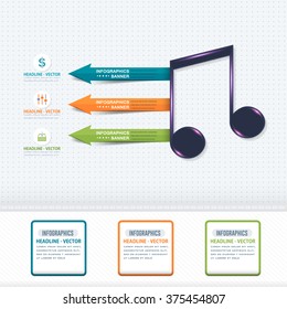 Music Note and Infographics Arrows, Web Elements Template