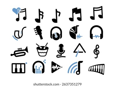 Music Note and Instrument Icons Element
