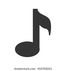 Music note ,isolated black and white flat icon design