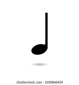 Music note, isolated on white background, vector illustration.