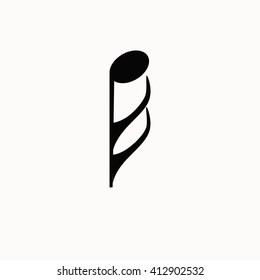 Music note isotated icon. Vector music note silhouette illustration. Concept of melody sign music note. Black music note isotated for your design. Shape of music note isolated.