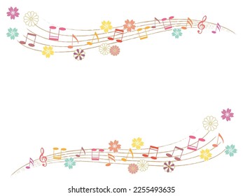 Music note and Japanese flower decoration.