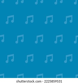 Music note key button icon blue seamless pattern. Song melody shape symbol.