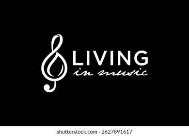 Music note with leaf logo design illustration

