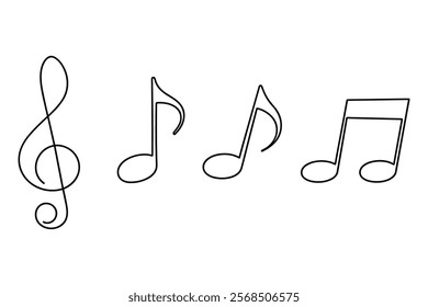 music note line art. continuous line melody icon