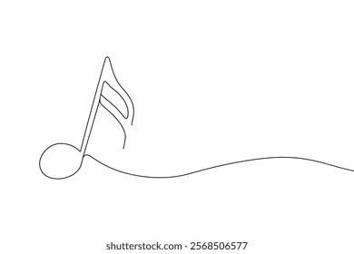 music note line art. continuous line melody icon