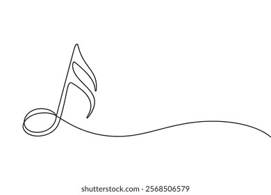 music note line art. continuous line melody icon