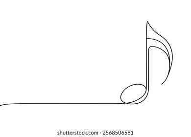 music note line art. continuous line melody icon