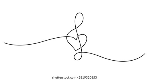 Music note line art vector illustration for romantic melody branding