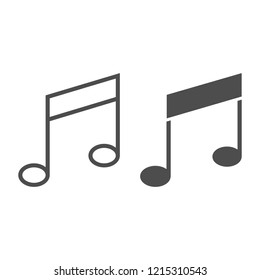 Music note line and glyph icon, musical and sound, melody sign, vector graphics, a linear pattern on a white background, eps 10.