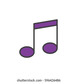 Music note line icon, filled outline vector sign, linear colorful pictogram isolated on white. Symbol, logo illustration. Editable stroke. Pixel perfect
