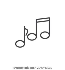 Music note line icon. linear style sign for mobile concept and web design. Musical notes outline vector icon. Melody song symbol, logo illustration. Vector graphics